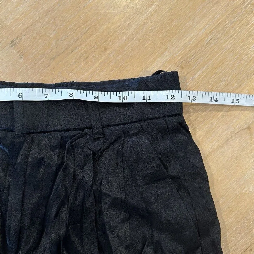 Zara Women’s Satin Bermuda Black Flared Elastic Flat‎ Waist Mini Shorts Size XS